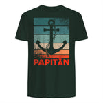 Papitän Papa und Kapitän Lustiges Retro Anker Vatertag in Forest Green - back view