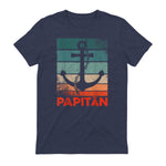 Papitän Papa und Kapitän Lustiges Retro Anker Vatertag in Heather Navy - back view