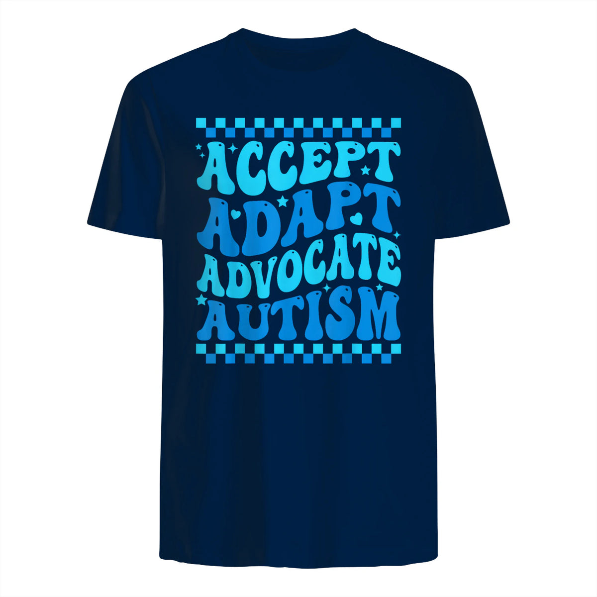 Accept Adapt Advocate Autism Awareness T-Shirt in Navy - back view