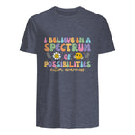 I Believe in A Spectrum of Possibilities Autism Awareness in Heather Navy - back view