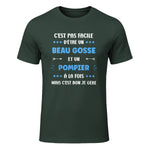 Départ Métier Super Pompier Humour Beau Gosse Pompier in Forest Green - front view