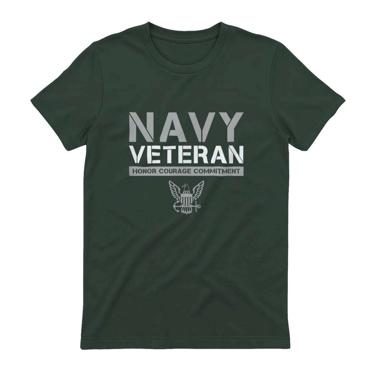 US Navy - Veteran Honor Courage Commitment T-Shirt in Forest Green - back view