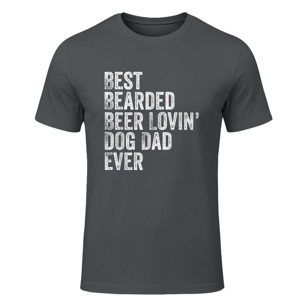 Best Bearded Beer Lovin Dog Dad T-Shirt Pet Lover Owner Gift in Charcoal - front view