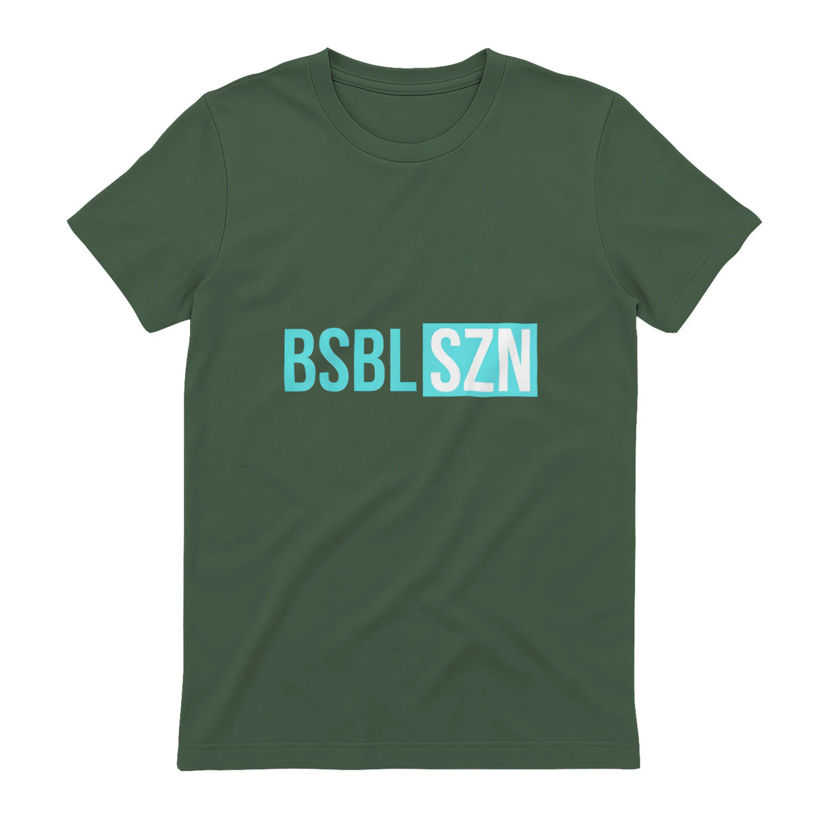 BSBL SZN Baseball Season Game Day Boys Girls Youth T-Shirt in Military Green - back view
