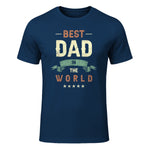 Best Dad in the World, Retro Vintage Look T-Shirt in Navy - front view