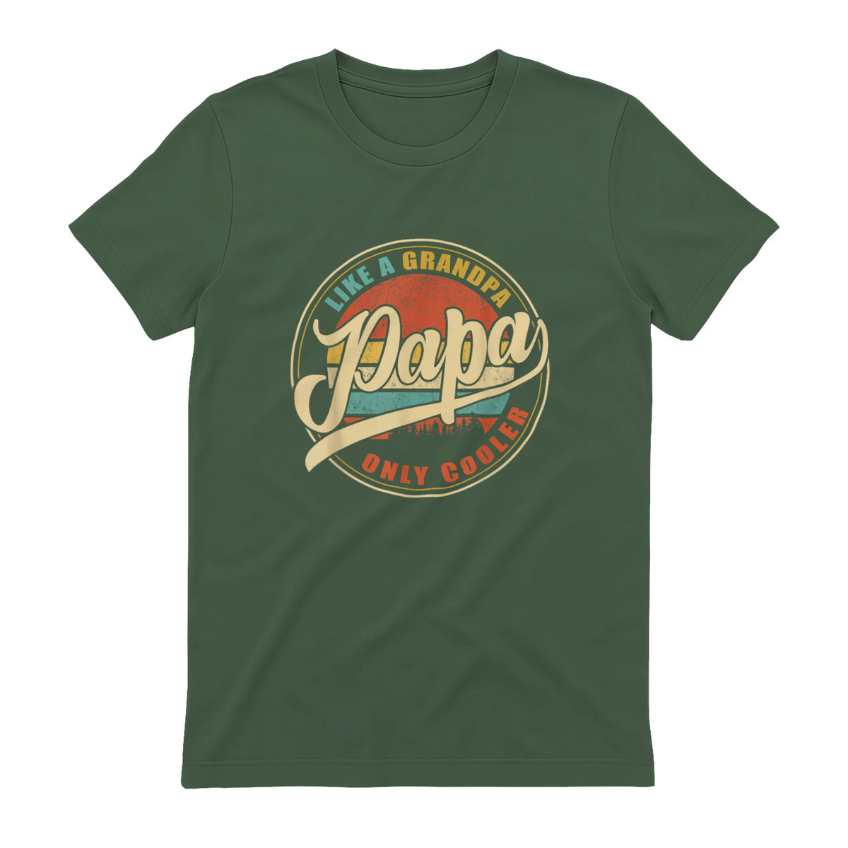 PAPA Like A Grandpa Only Cooler Funny Dad Papa Grandfather in Military Green - back view