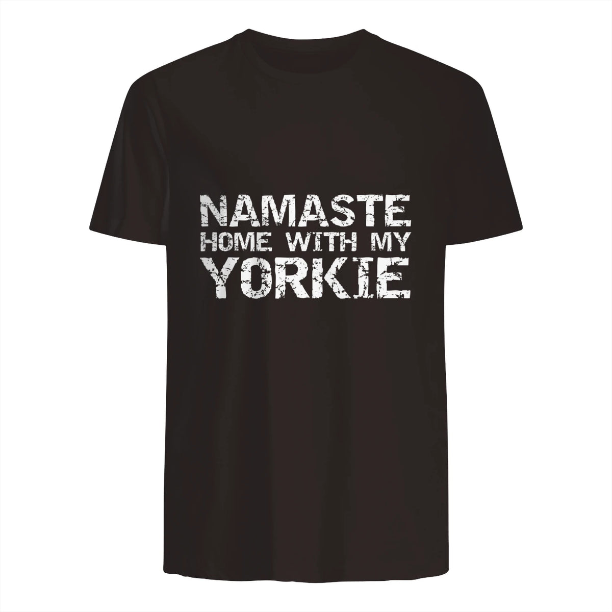 Funny Yoga Pun Introvert Saying Namaste Home with My Yorkie in Dark Chocolate - back view