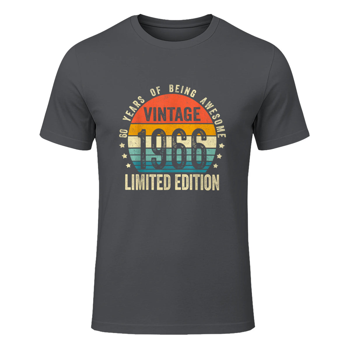 Vintage Sixtieth Birthday Gift T-Shirt in Charcoal - front view