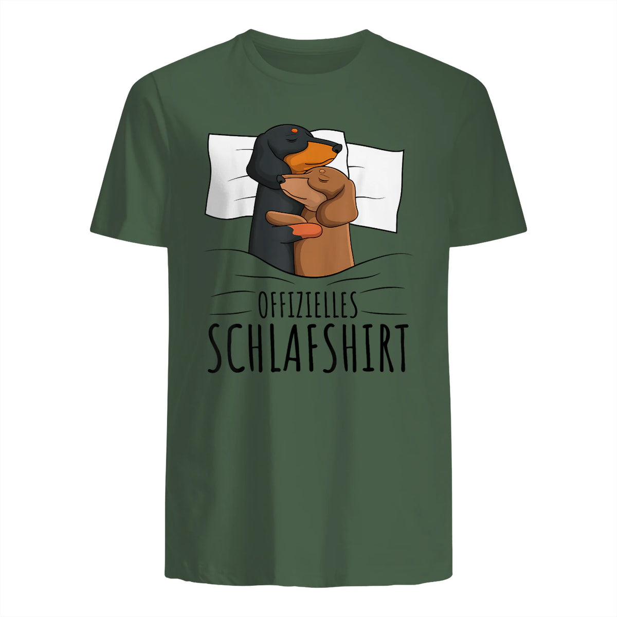 Offizielles Schlafshirt Dackel Hund Dachshund Teckel in Military Green - back view