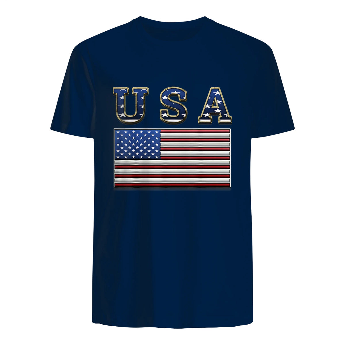 USA American Flag United States US Patriotic T-Shirt in Navy - back view
