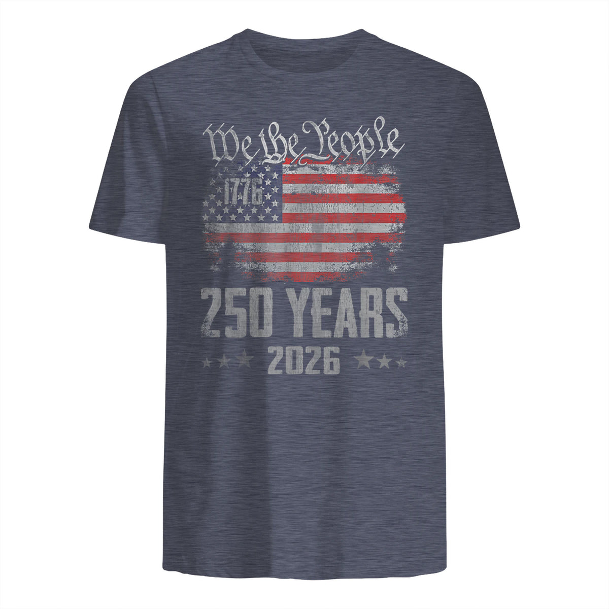 Vintage Anniversary Fourth of July Birthday T-Shirt in Heather Navy - back view