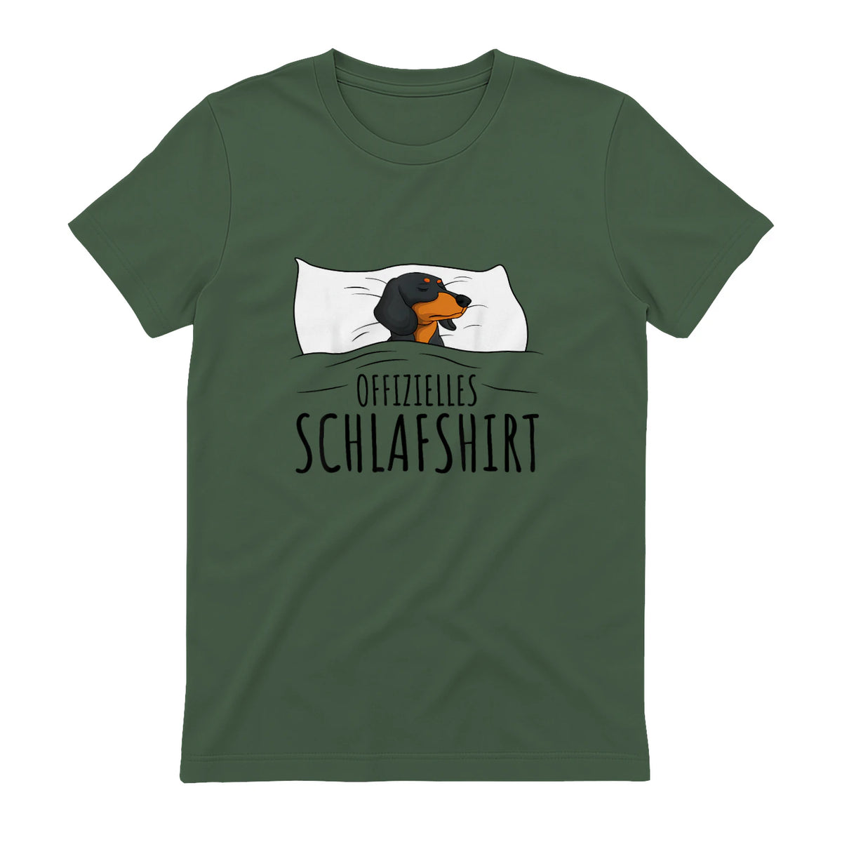 Offizielles Schlafshirt Schlafanzug Dackel Hund Geschenkidee in Military Green - back view