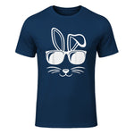 Bunny Face With Sunglasses Men Boys Kids Easter Day in Navy - front view