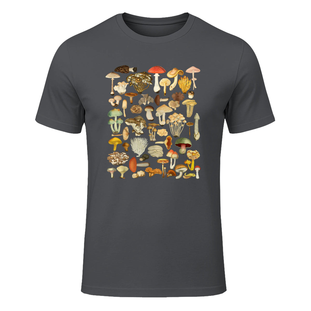 Mushroom Shirt Mycology Fungi Foraging Mushroom Whisperer in Charcoal - front view