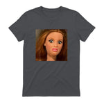 Funny Doll Face Meme Expression Hilarious Sarcastic in Charcoal - back view