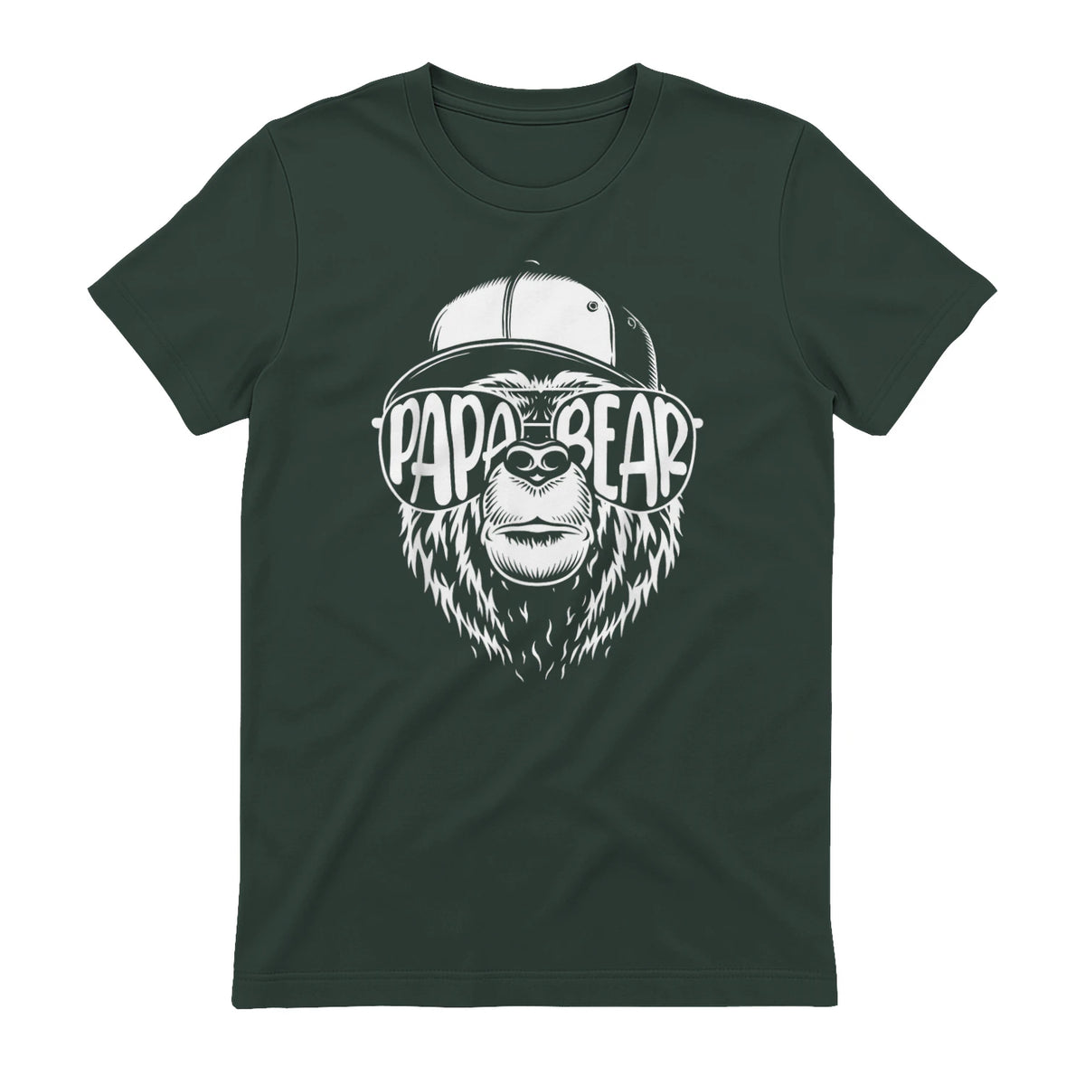 Grandfather Grandpa Son Daughter Children Gift Vatertag Schwarz Small Classic Fit Cartoon Bär Family Män in Forest Green - back view