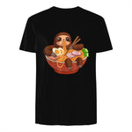 Kawaii Cute Anime Sloth Otaku Japanese Ramen Noodles in Black - back view