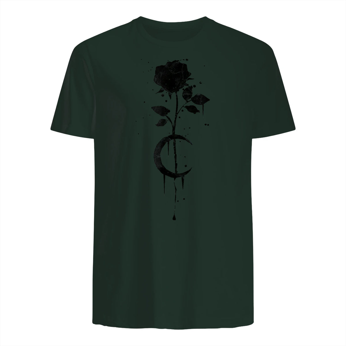 Occult Vintage Moon Rose Witchcraft Okkult Hexe Gothic in Forest Green - back view