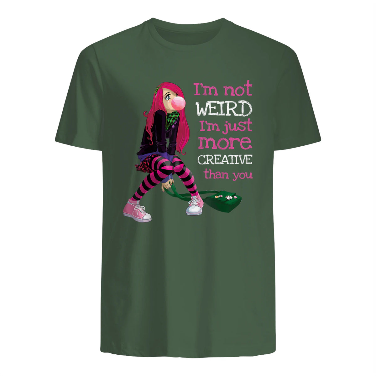 Kawaii Anime Girl Kawaii Clothes Anime Clothing Goth Girl in Military Green - back view