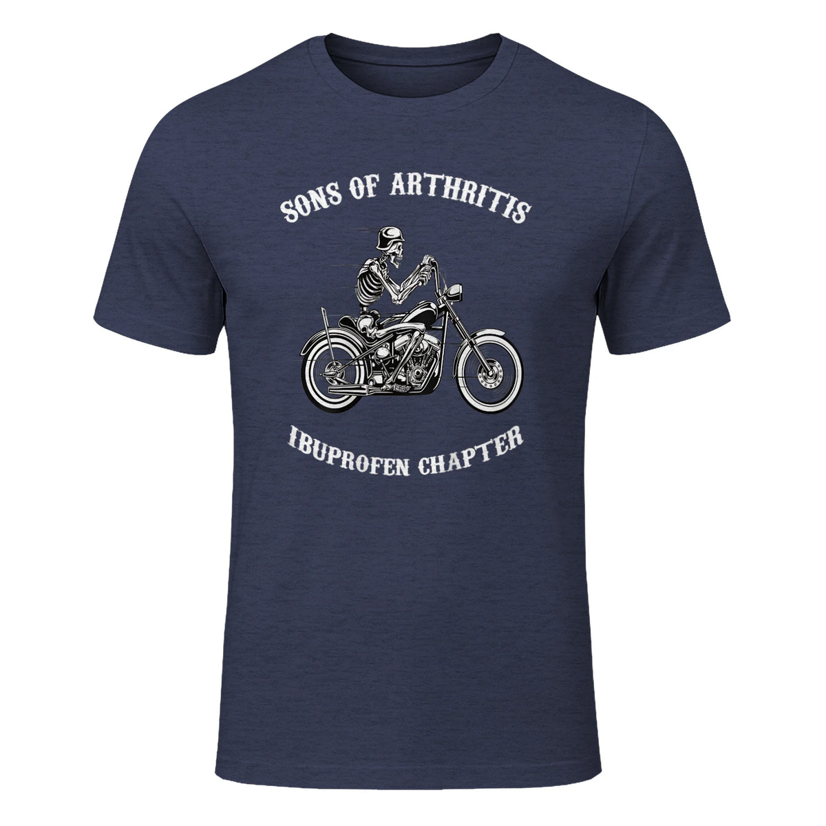 Sprüchewerkstatt Sons mit Arthritis Ibuprofen Chapter Motorradfahrer für Herren, Schwarz, in Heather Navy - front view