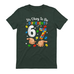 Six Seven Autism Awareness T-Shirt in Forest Green - back view