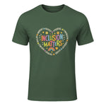 Inclusion Matters Special Education Teacher Autism Awareness in Military Green - front view