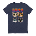 Funny Cat Hiss Rock and Roll For Cat Lover, Cat Dad, Cat mom T-Shirt in Heather Navy - back view