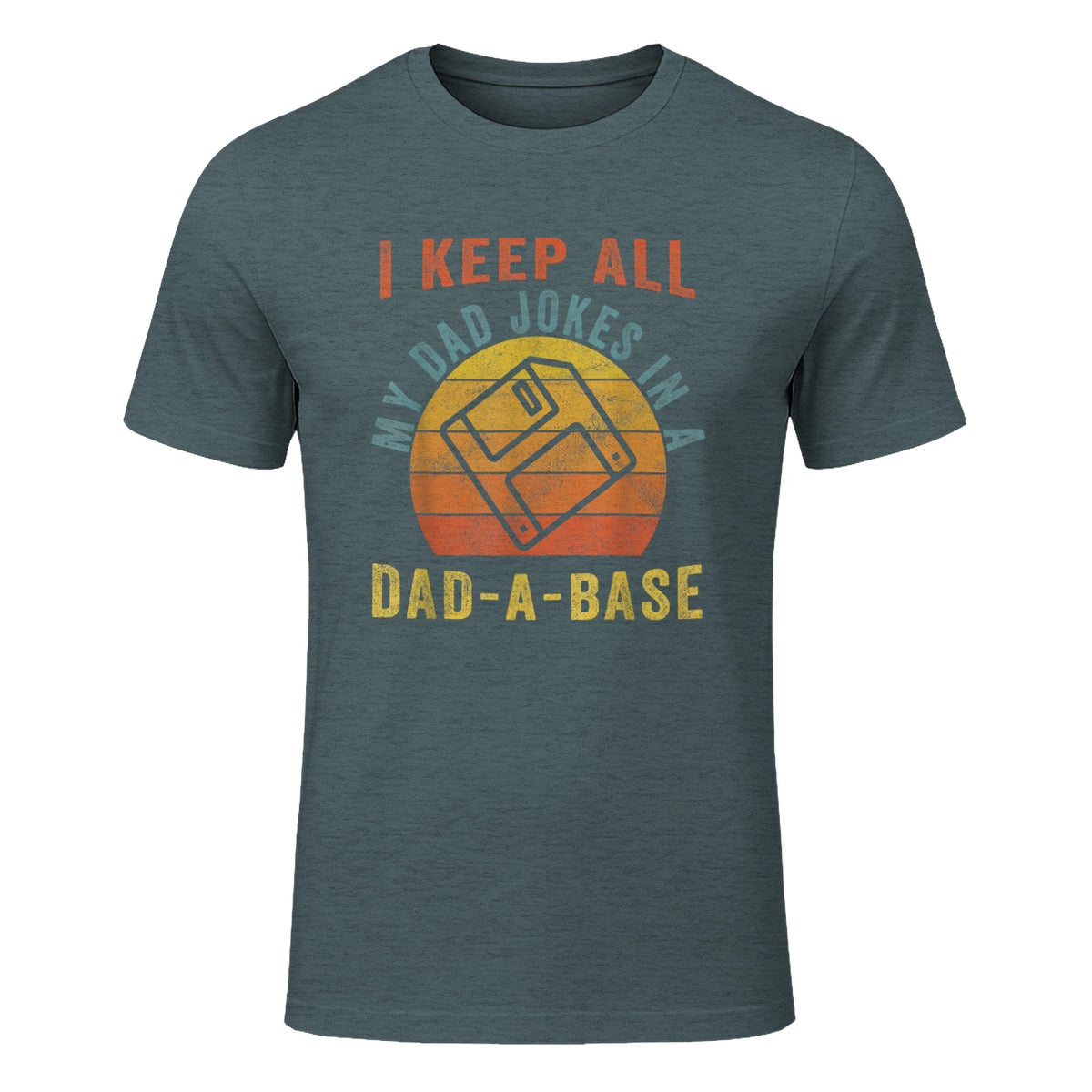 I Keep All My Dad Jokes In A Dad-A-Base Vintage Father Dad in Dark Heather - front view