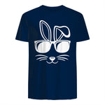 Bunny Face With Sunglasses Men Boys Kids Easter Day in Navy - back view