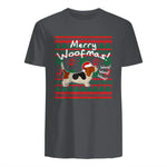 Basset Hound Chemise de Noël Merry Woofmas Père Noël Chien in Charcoal - back view