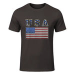 USA American Flag United States US Patriotic T-Shirt in Dark Chocolate - front view