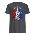 American Patriotic Fourth of July Anniversary T-Shirt in Charcoal - back view