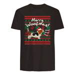 Basset Hound Chemise de Noël Merry Woofmas Père Noël Chien in Dark Chocolate - back view