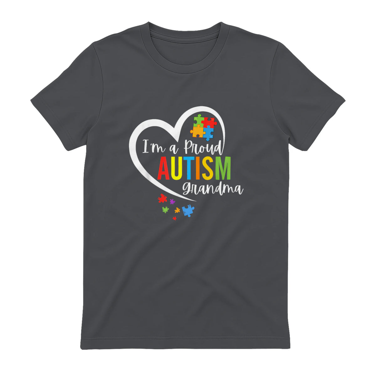 I'm A Proud Grandma Love Heart Autism Awareness Puzzle in Charcoal - back view