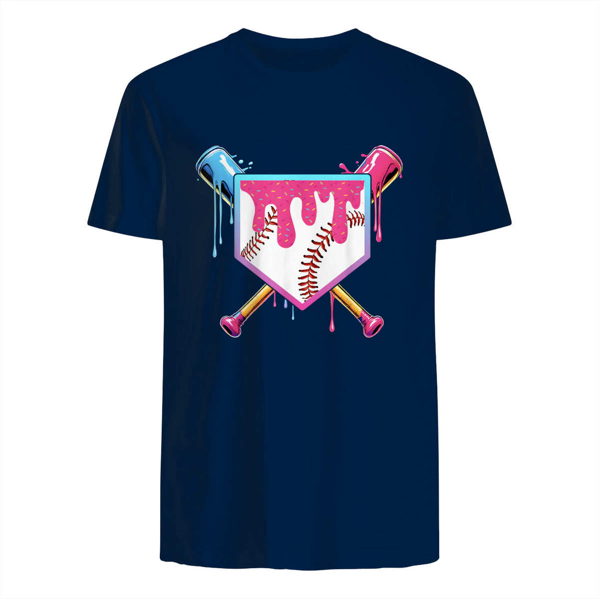 Baseball Drip Youth T-Shirt in Navy - back view