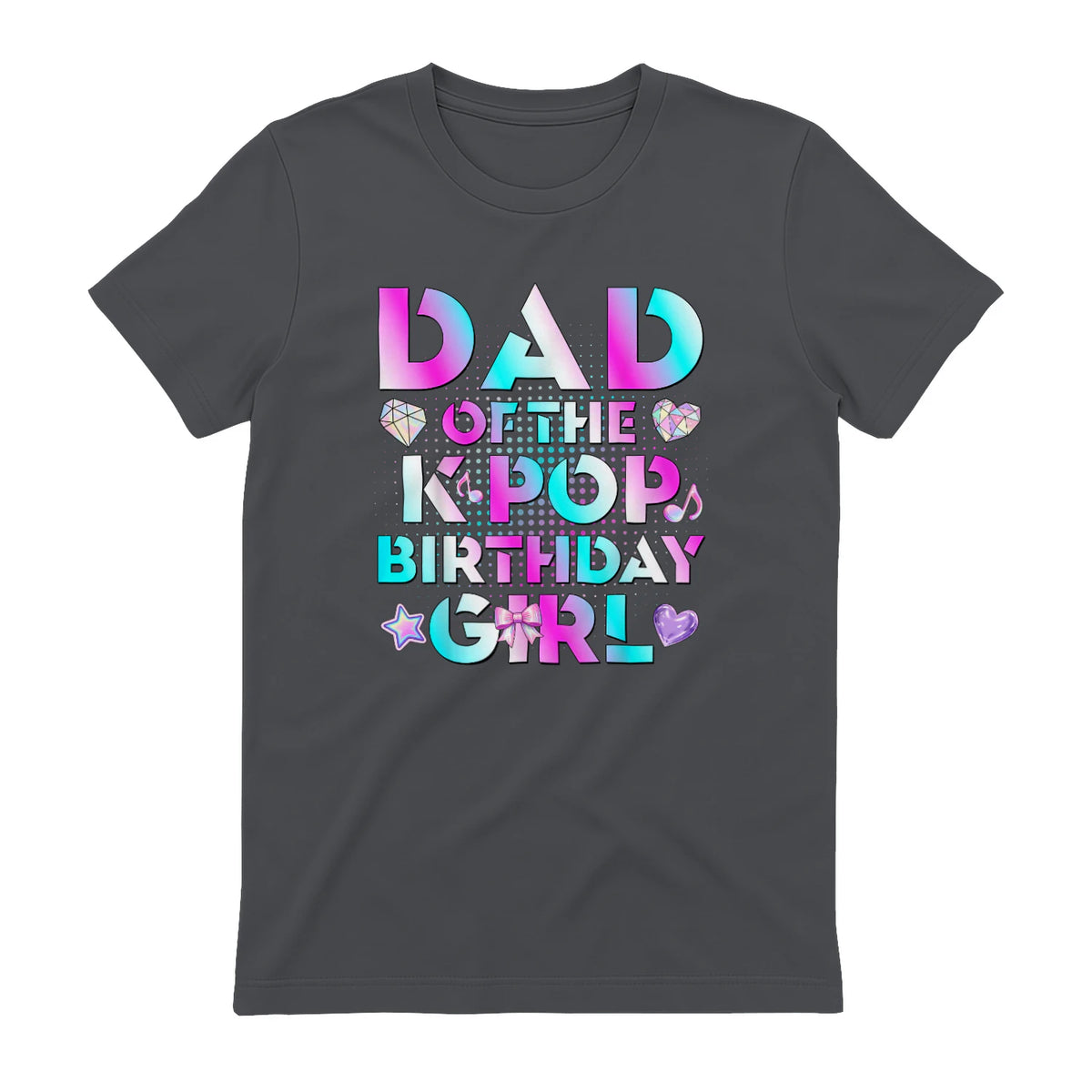 K-Pop Girl Dad T-Shirt in Charcoal - back view