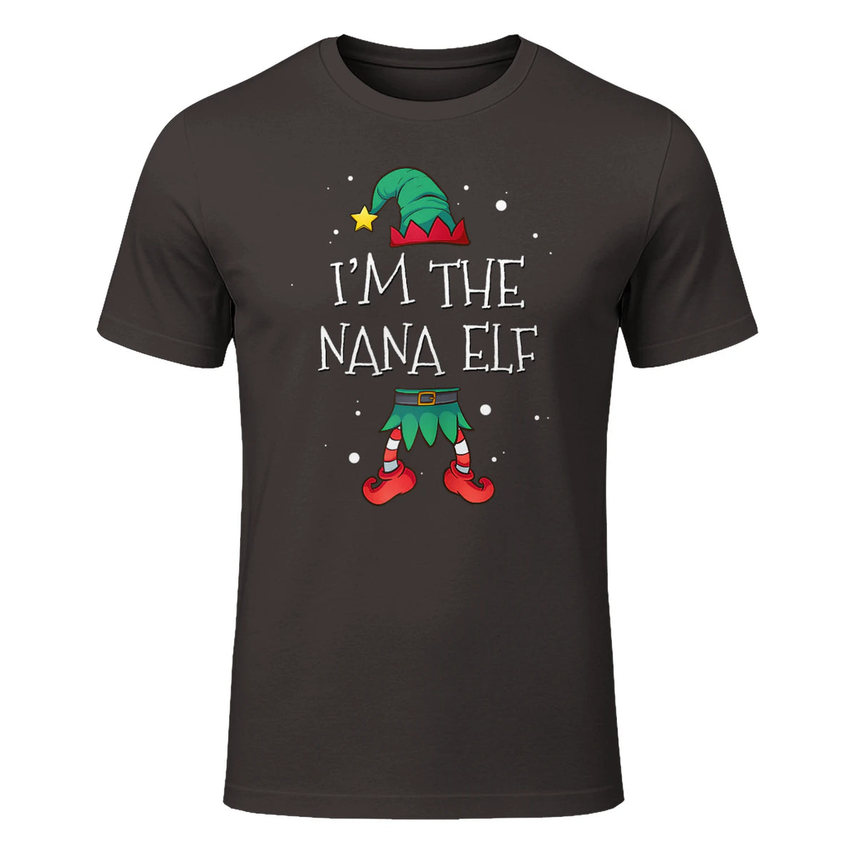 I'm The Nana Elf Shirt Matching Family Outfits Christmas in Dark Chocolate - front view
