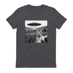 Cat Selfie With Alien UFO Funny Cat Gifts For Men Women Kid T-Shirt in Charcoal - back view