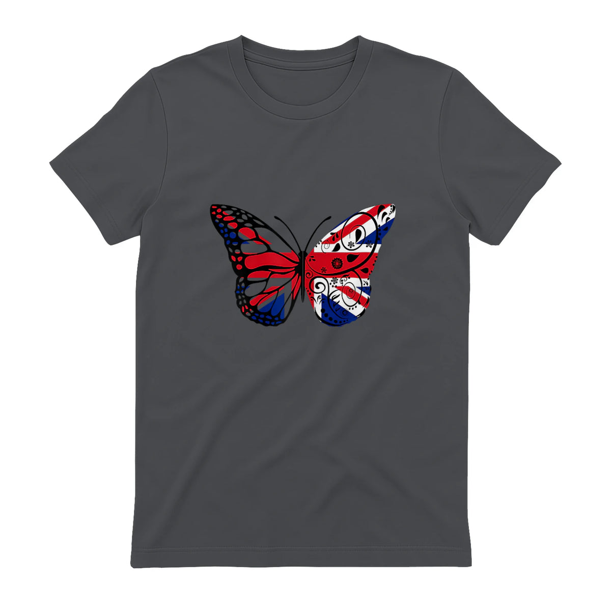 Union Jack Butterfly Butterflies Flag Wings British UK Flag in Charcoal - back view