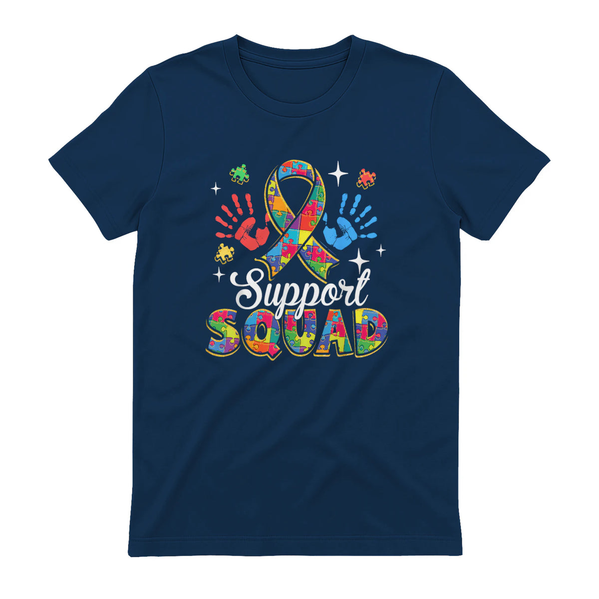Autism Awareness Autism Support Squad Family in Navy - back view