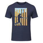 Baseball Drip Boys Dripping Ice Cream Baseball American Flag T-Shirt in Heather Navy - front view