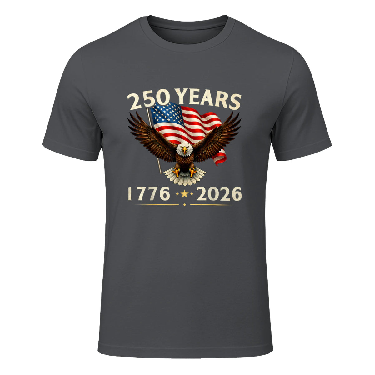 Patriotic Eagle Independence Anniversary T-Shirt in Charcoal - front view