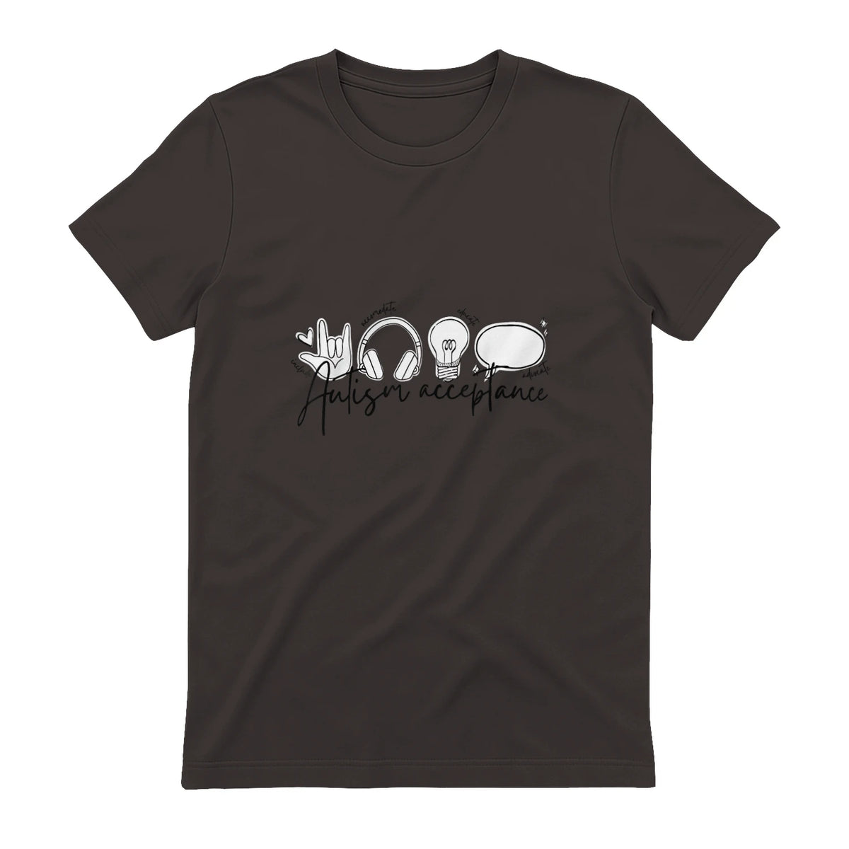 Autism Awareness Acceptance Shirt Support Mom Women Kid in Dark Chocolate - back view