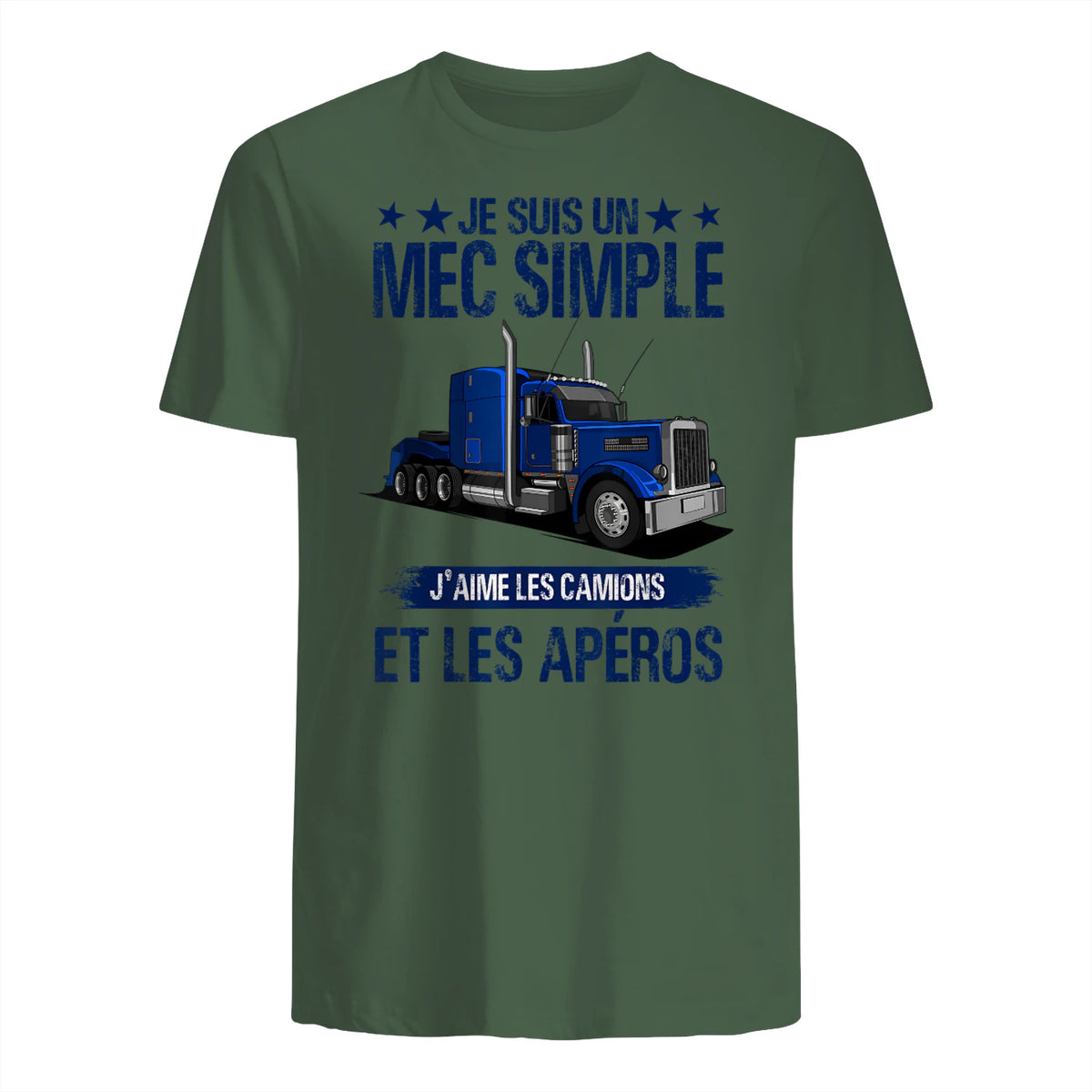 Camion et Routier, mec Simple, Chauffeur Poids Lourds in Military Green - back view
