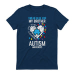 Blue for My Brother Autism Awareness Family Sister Sibling in Navy - back view