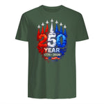 American Patriotic Fourth of July Anniversary T-Shirt in Military Green - back view