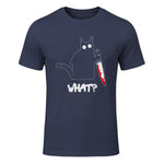 Chat Noir meurtrier drôle avec Couteau - Chat Noir Quoi in Heather Navy - front view