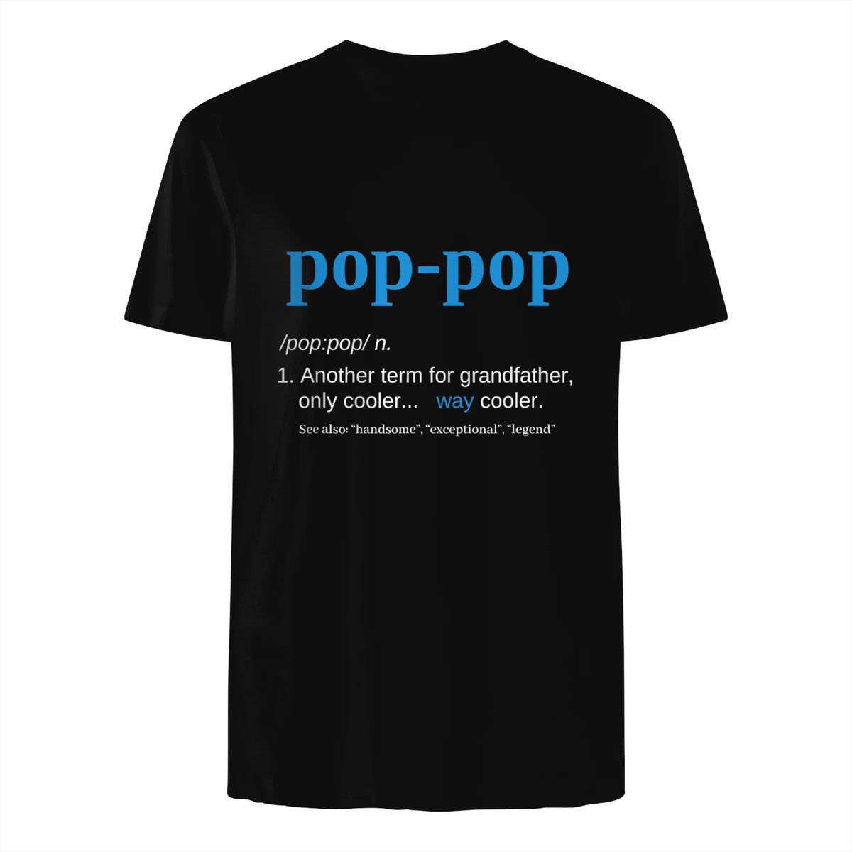 Pop Pop Gifts Grandpa Fathers Day in Black - back view