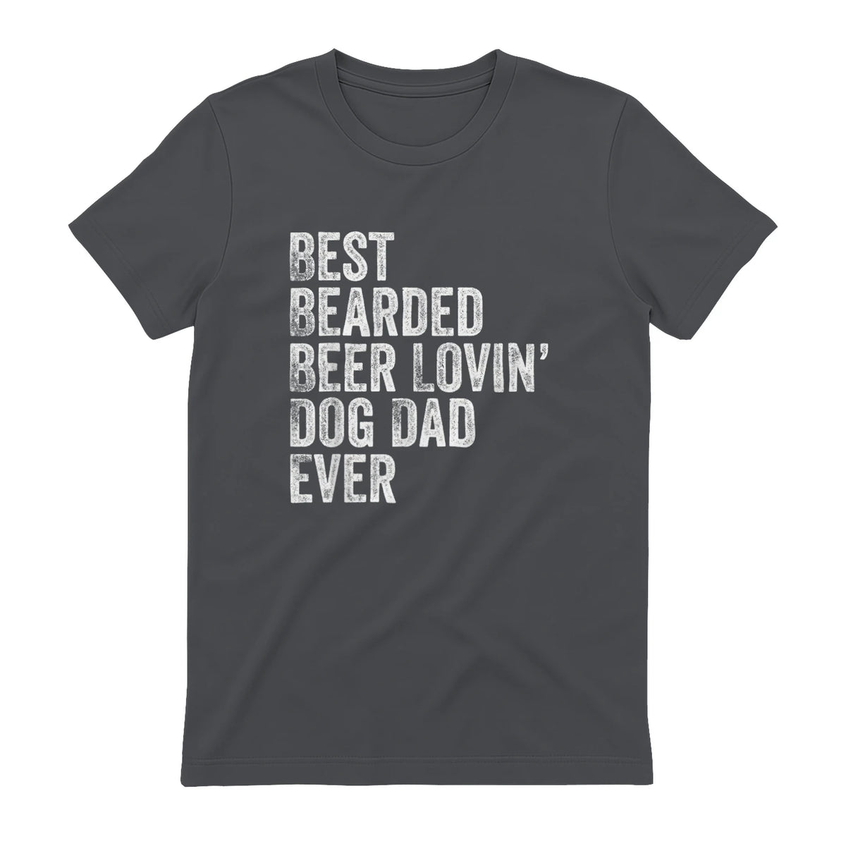 Best Bearded Beer Lovin Dog Dad T-Shirt Pet Lover Owner Gift in Charcoal - back view