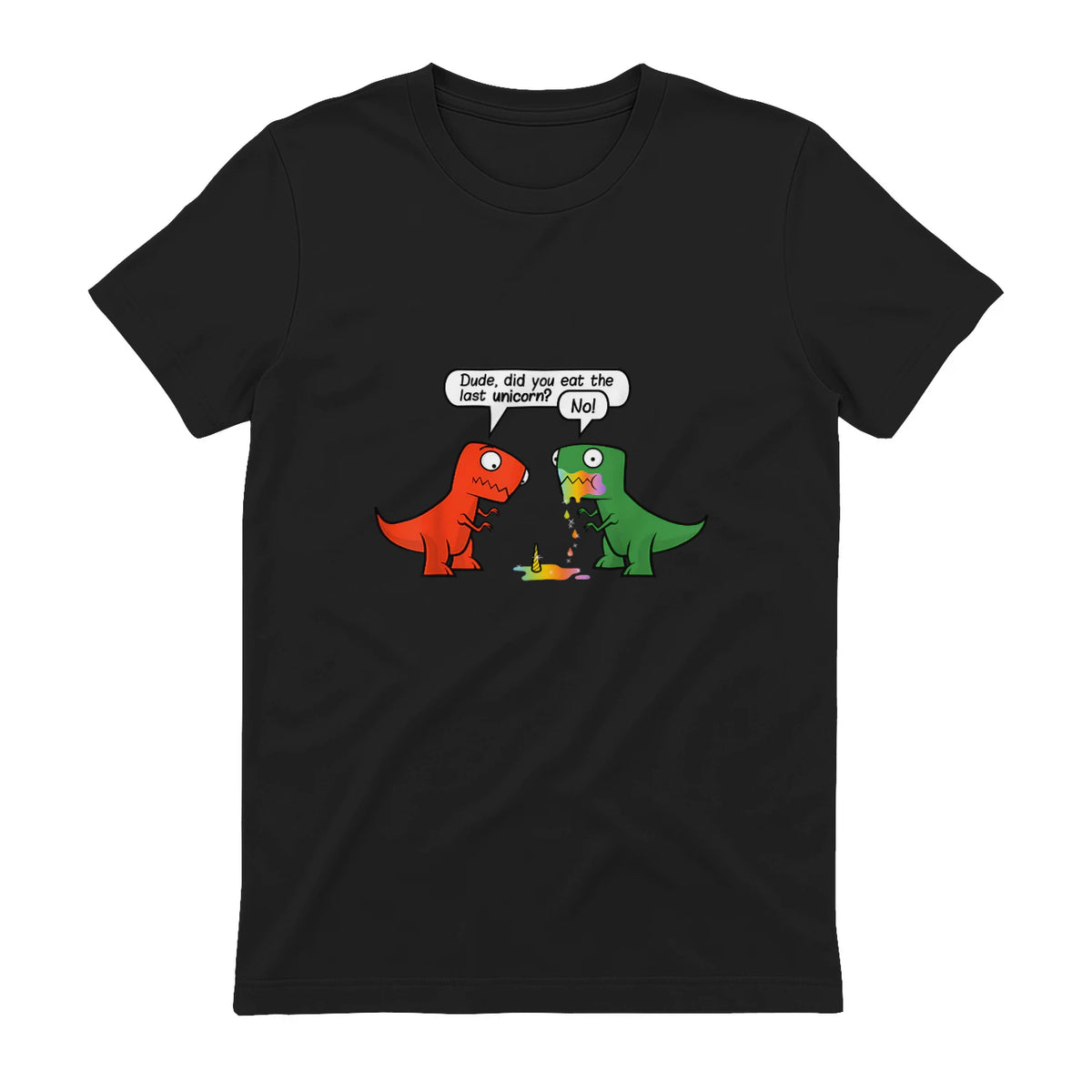 Dude Did You Eat The Last Unicorn Funny Dinosaur in Black - back view